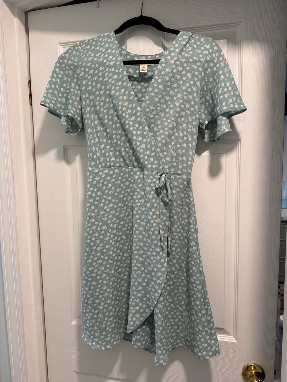 Monteau Light Blue Floral Wrap Midi Dress